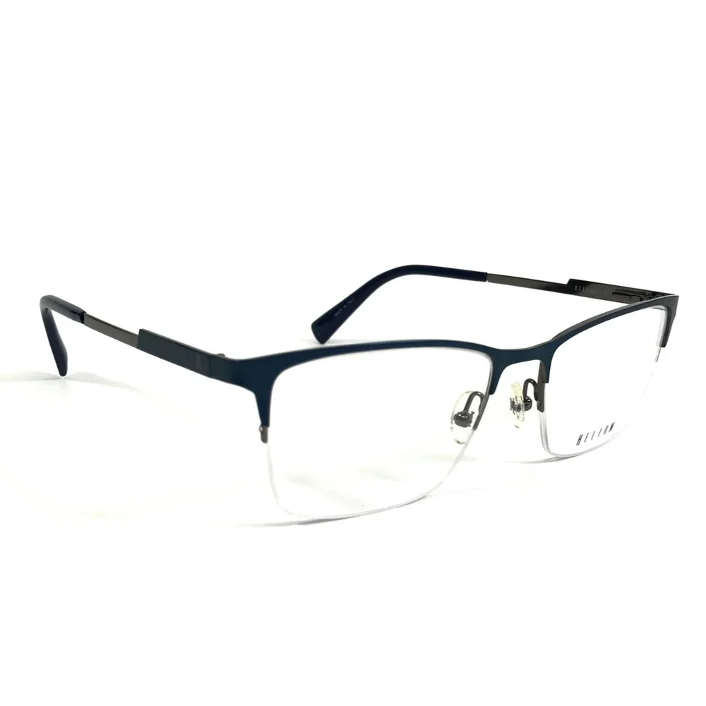 Helium Eyeglasses Frame 4369 MDKBLU Matte Dark Blue Rectangle Half Rim 55-18-150